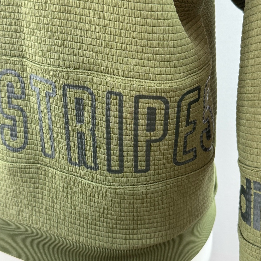 Adidas Olive Green "Three Stripe" Print Bomber Jacket - Picture 6 of 16
